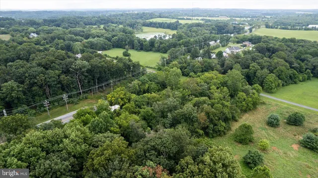 an aerial view of green landscape with trees houses and mountain view