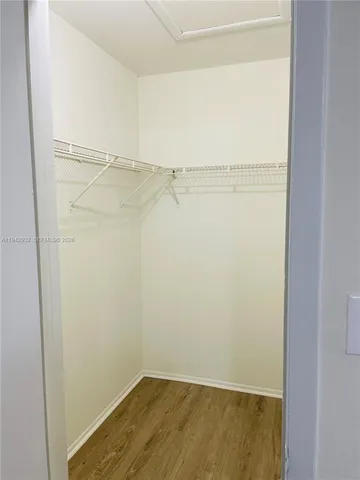 a view of small space with racks on the wall