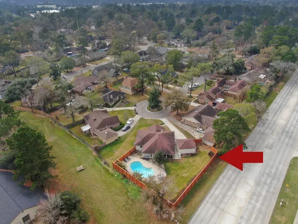 an aerial view of a house