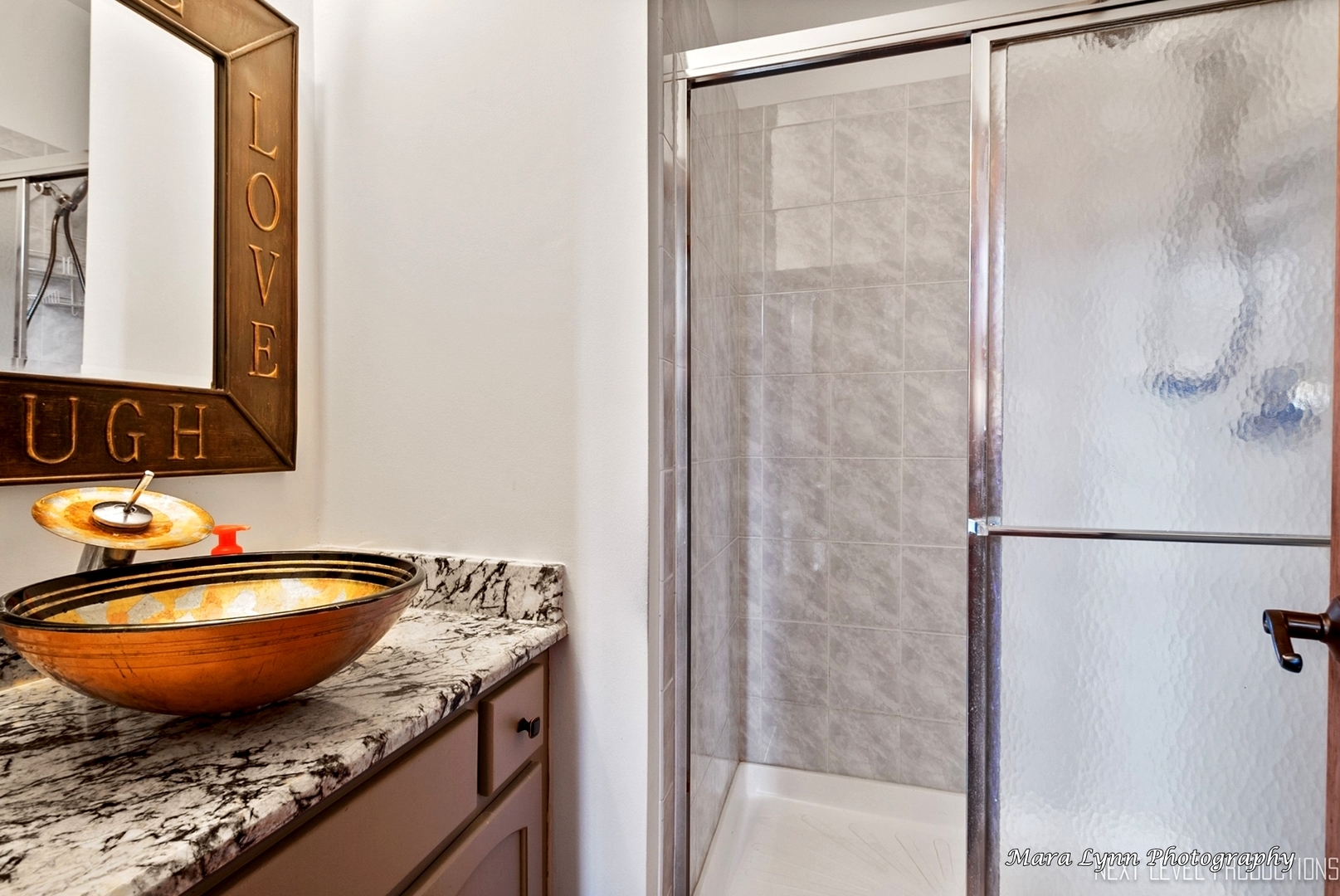 7N265 Ridge Line Road St. Charles, IL 60175 - Photo 17 of 46 a bathroom with a granite countertop sink and a mirror