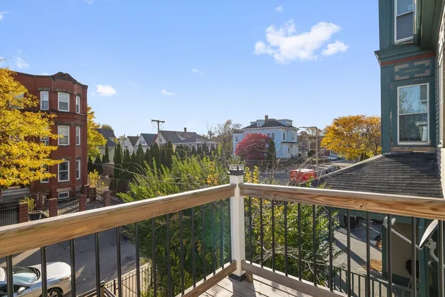 a view of a city from a balcony