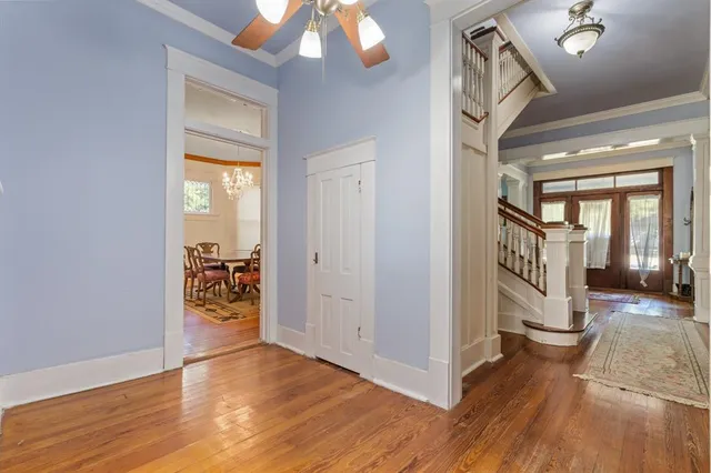a view interior of a house and wooden floor an entryway