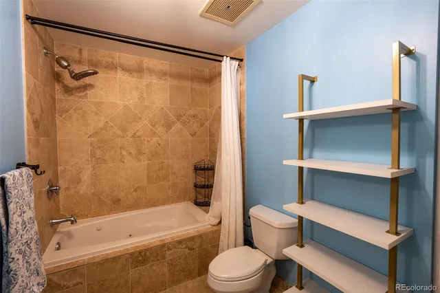 a bathroom with a toilet and a bathtub