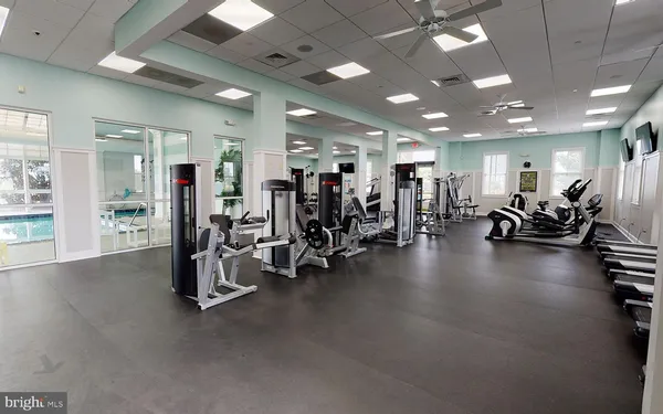 a view of a room with gym equipment