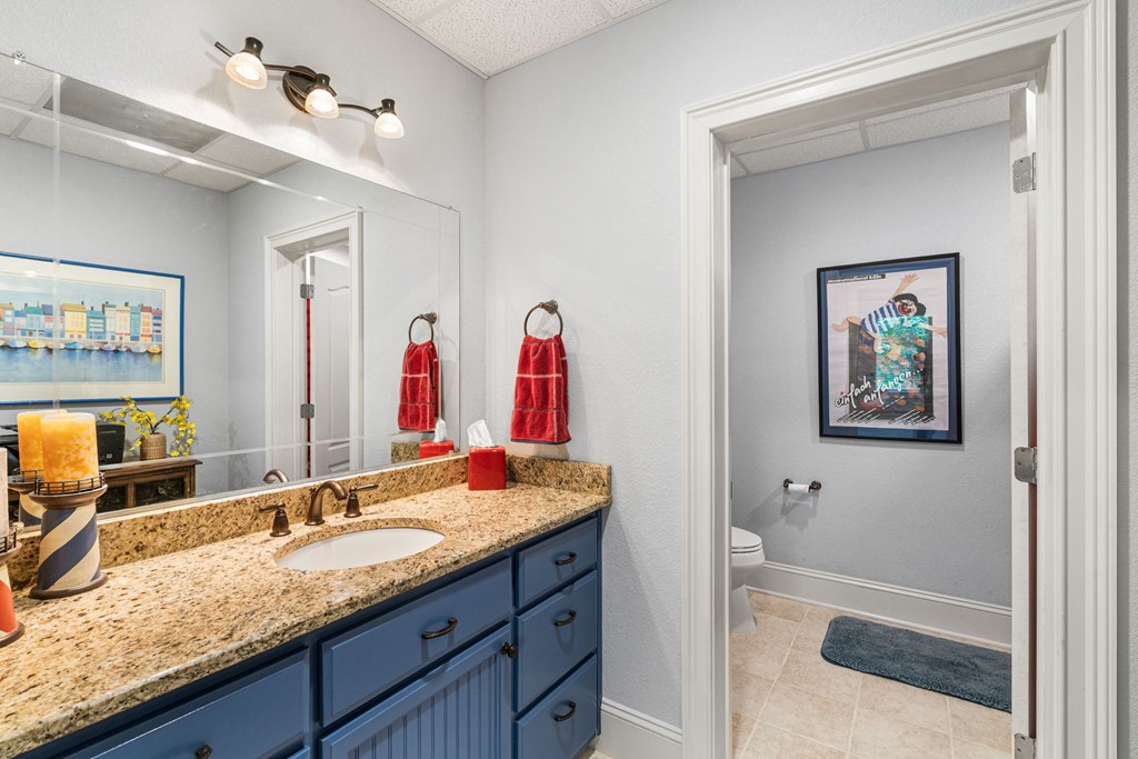 5125 Mineral Springs Road Young Harris, GA 30582 - Photo 30 of 62 a bathroom with a granite countertop double vanity sink and a mirror