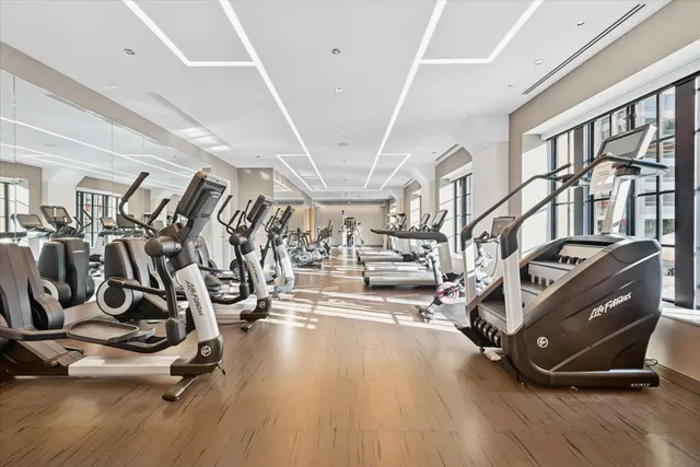 a view of a room with gym equipment