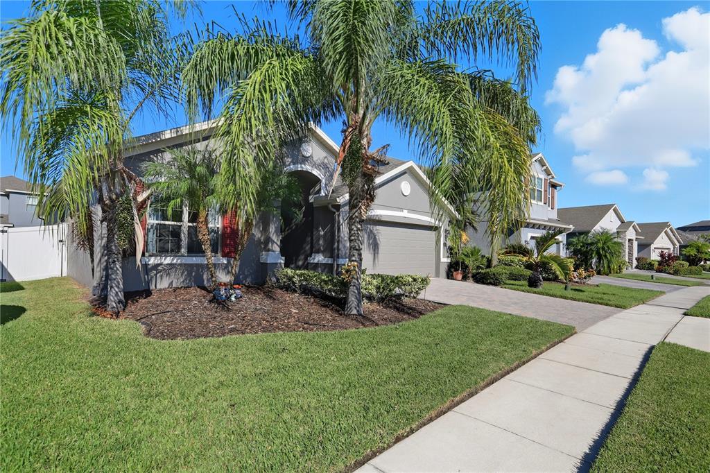 12154 Beach Fern Road Orlando, FL 32824 - Photo 27 of 34 a view of a backyard with table and chairs plants and palm trees