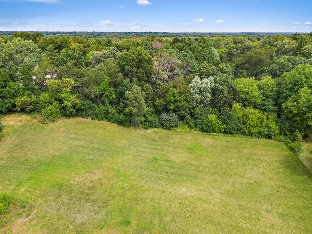 a view of a field with an ocean