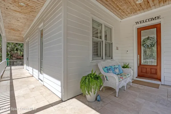 a view of porch with seating space