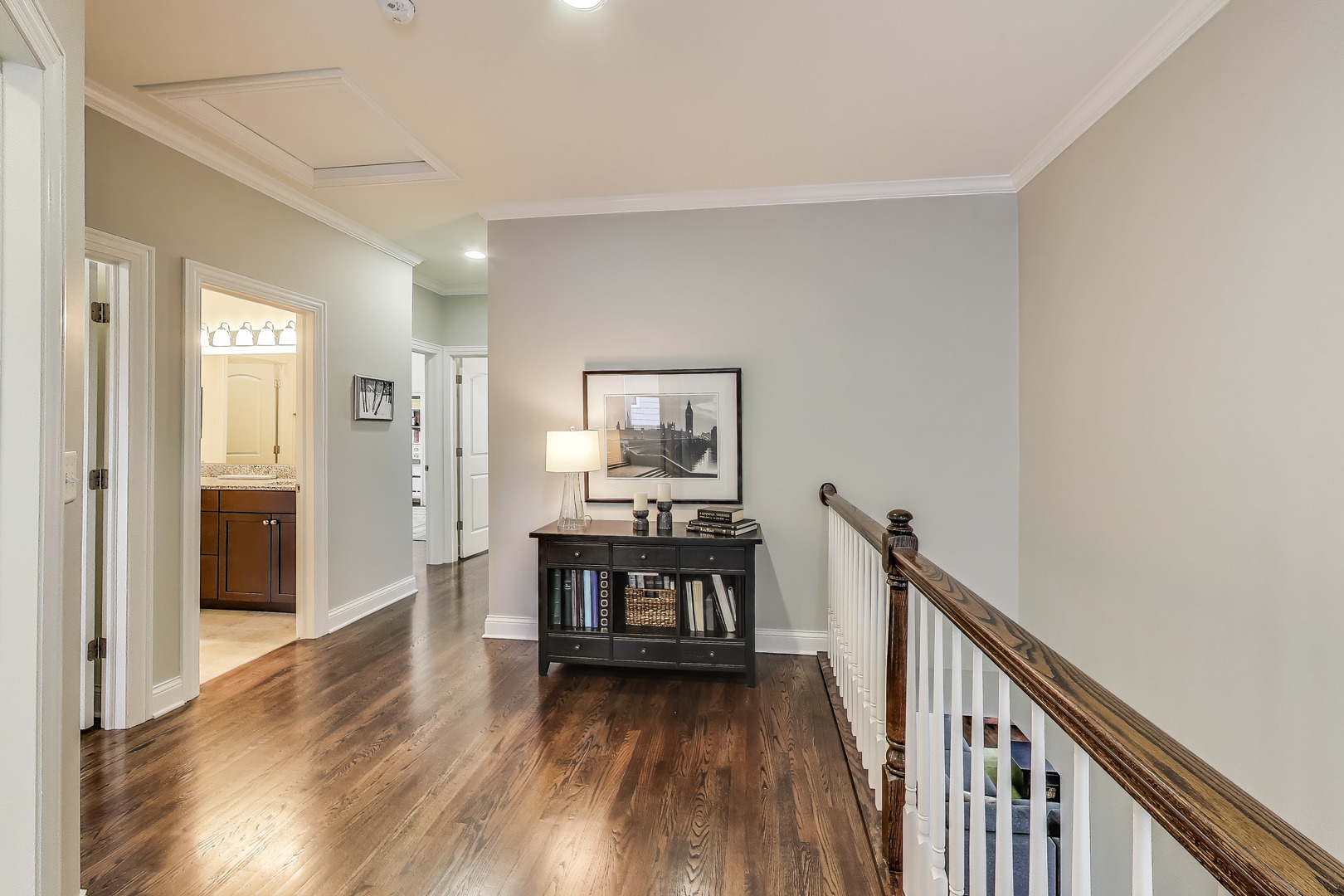 557 North Myrtle Avenue Elmhurst, IL 60126 - Photo 17 of 33 a view of a hallway with wooden floor and furniture