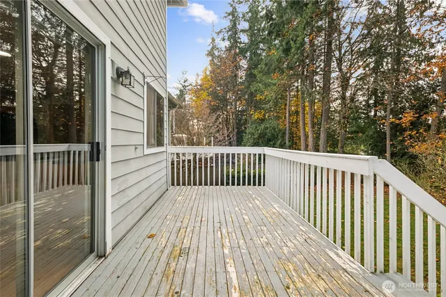 a view of a wooden deck