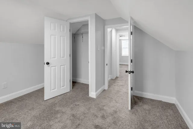 an empty room with a door