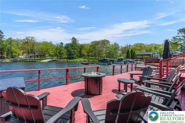 an outdoor space with seating