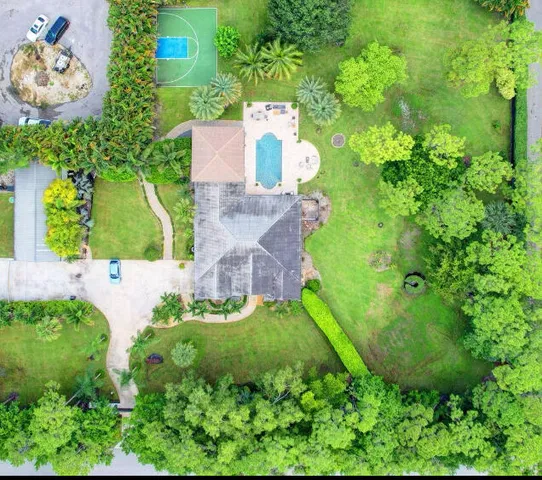 an aerial view of a house