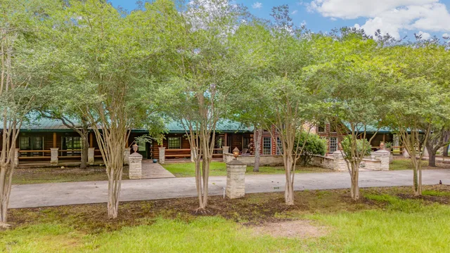 a backyard of a house with lots of green space