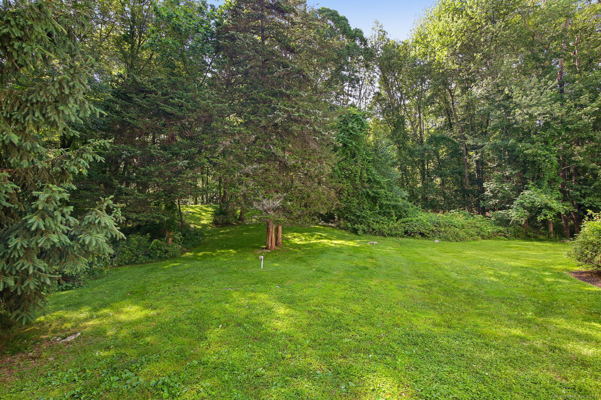 63 Pipers Hill Road Wilton, CT 06897 - Photo 35 of 37 a backyard of a house with lots of plants and entertaining space