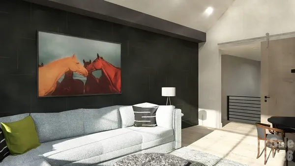 a bedroom with a bed and furniture