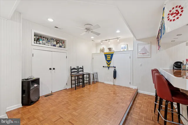 a bedroom with a bed and furniture