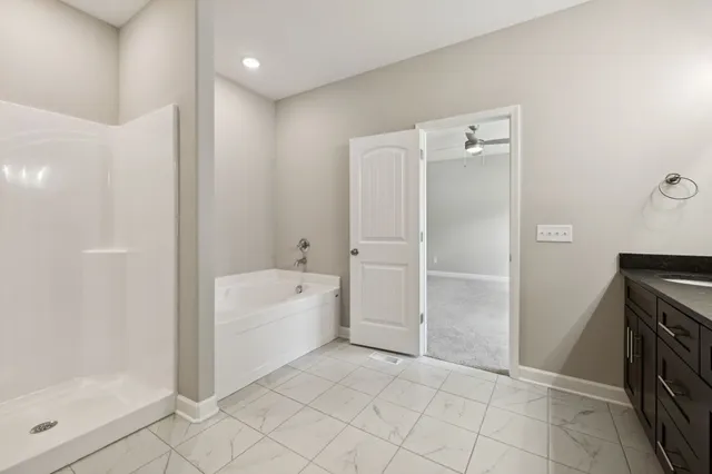 an empty room with closet area