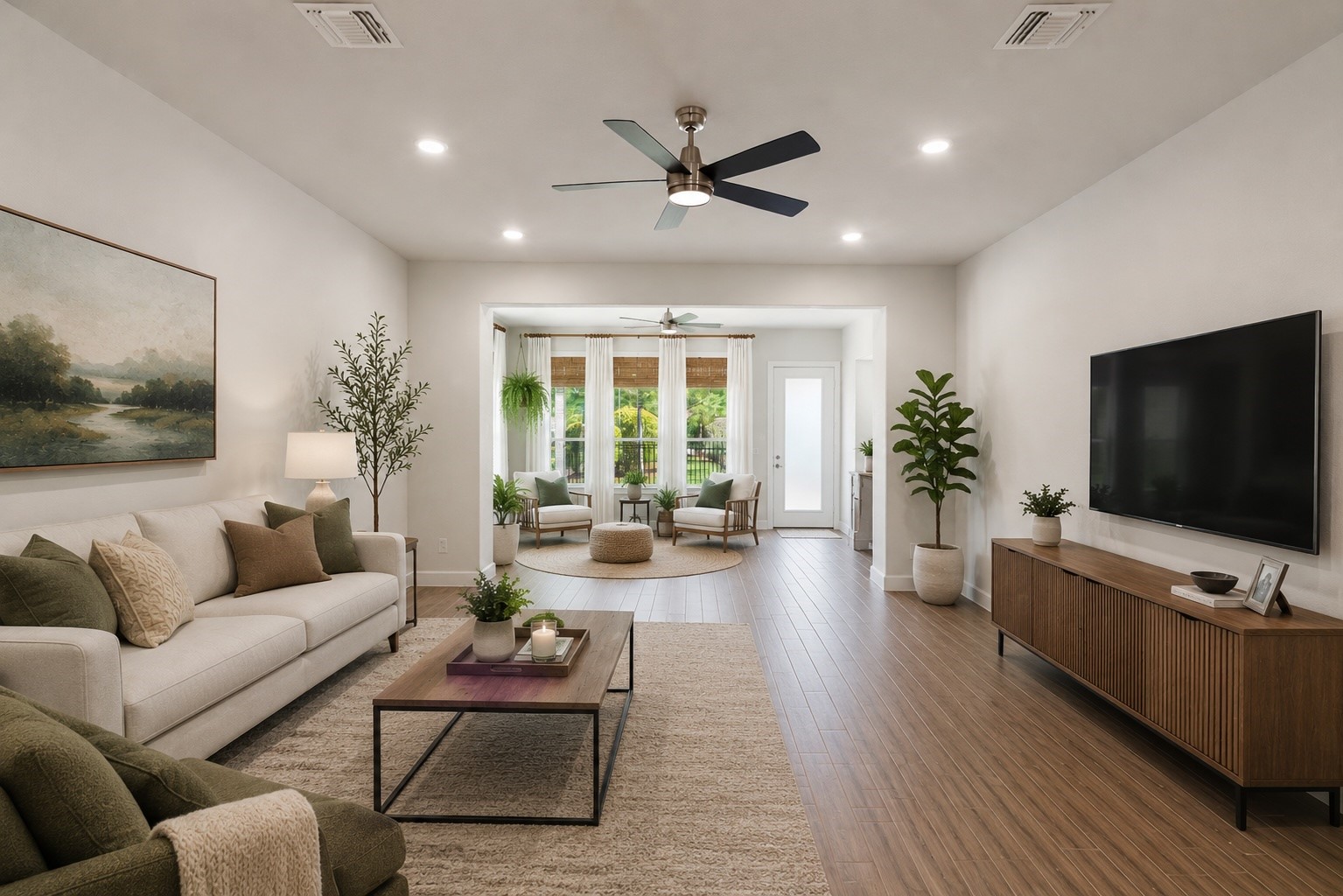 516 Nokota Drive Spring, TX 77382 - Photo 12 of 33 Look at the possibilities with this AI GENERATED space. So much room and so many ways to configure furniture. Easily accommodates a sectional or bring in your favorite reclining chairs.