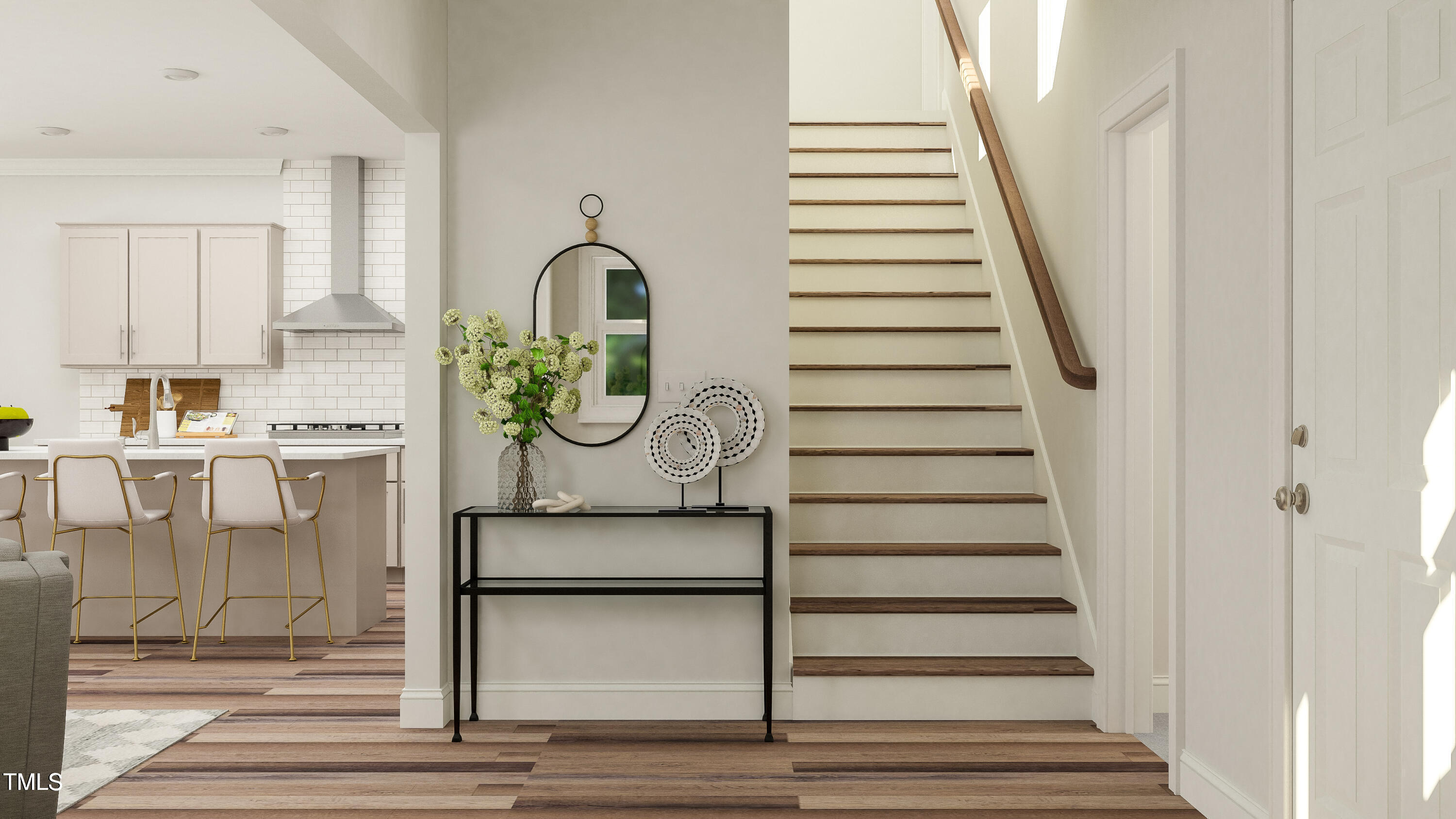 105 Corapeake Way Apex, NC 27539 - Photo 14 of 22 a view of entryway and hall with wooden floor