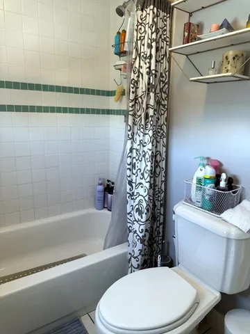 a white toilet sitting next to a bath tub