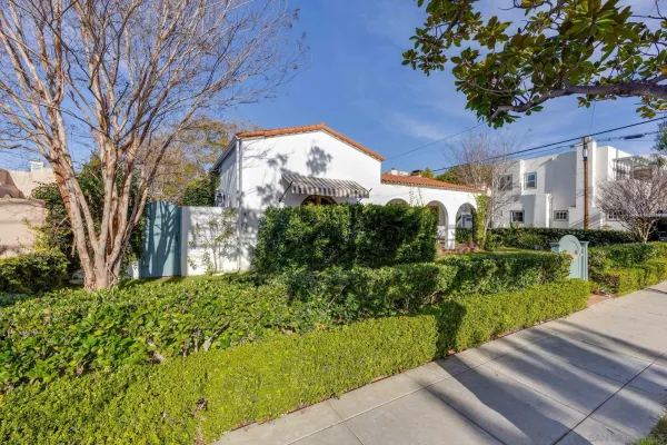 a view of a garden with a lake