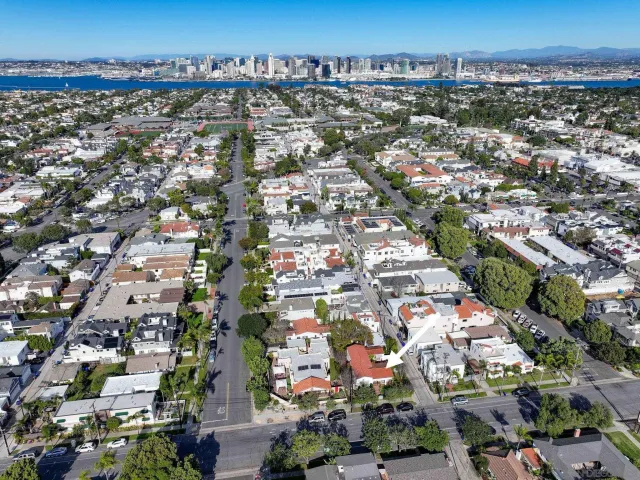 an aerial view of a city