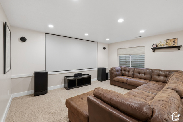 1447 Meadow Lane Mapleton, UT 84664 - Photo 27 of 67 Media room featuring a large projection screen and recessed lighting