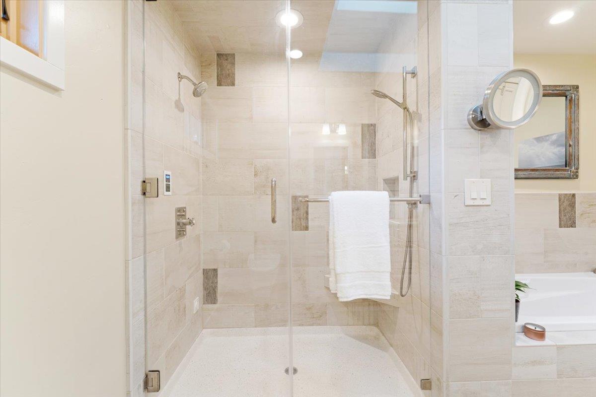 7409 Hihn Road Ben Lomond, CA 95005 - Photo 49 of 101 a bathroom with a bathtub and a shower
