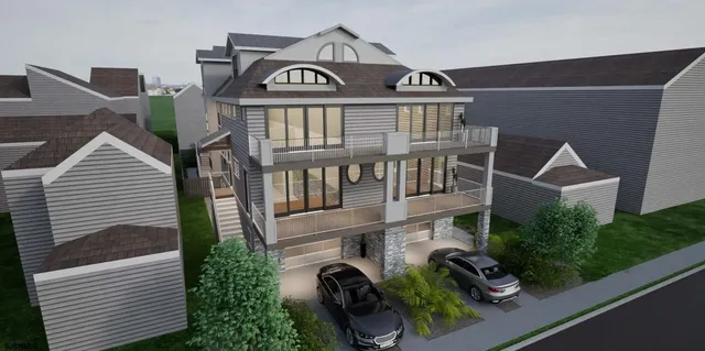 a view of a city from a dining room