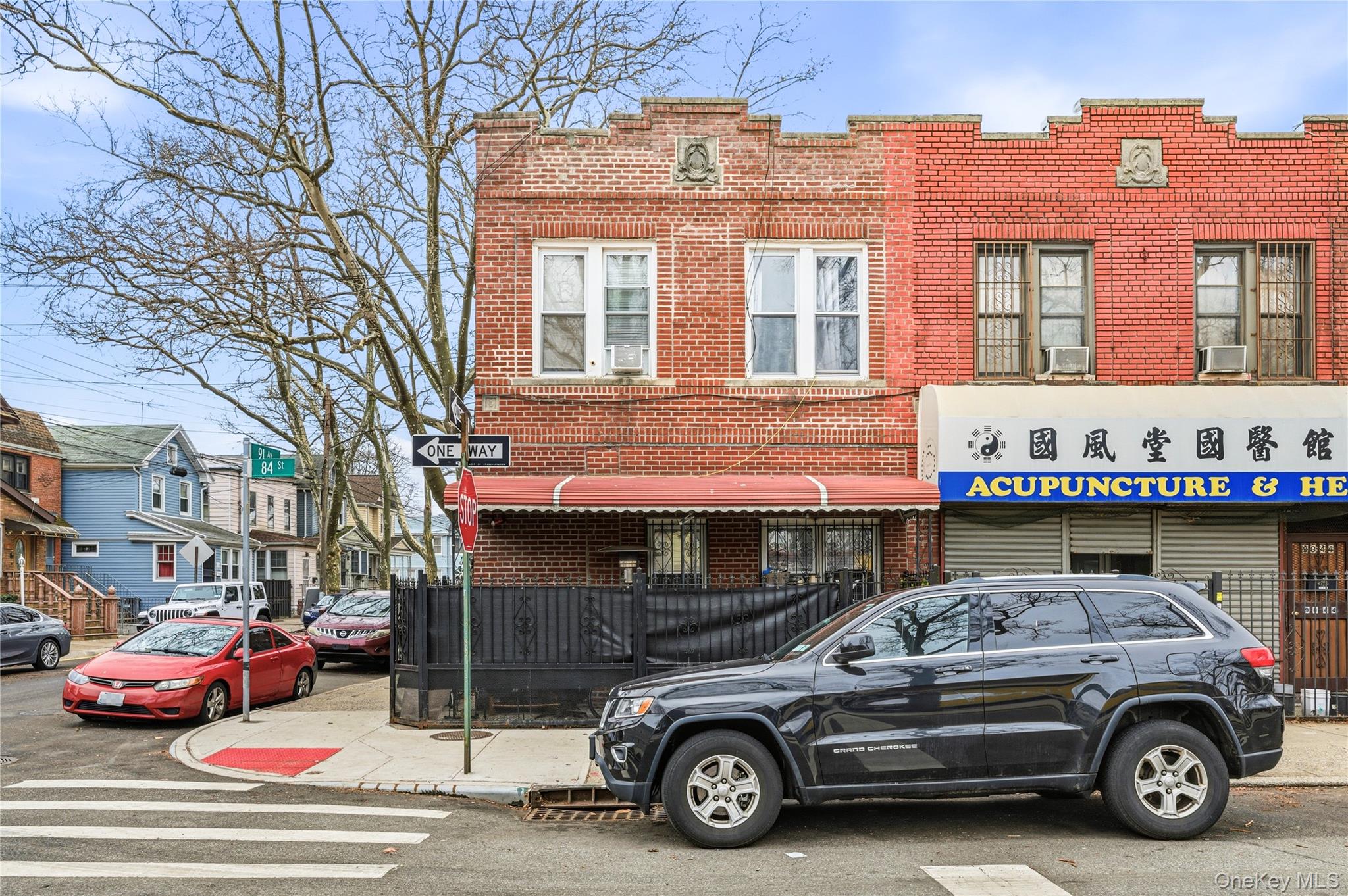 a car parked in front of a building