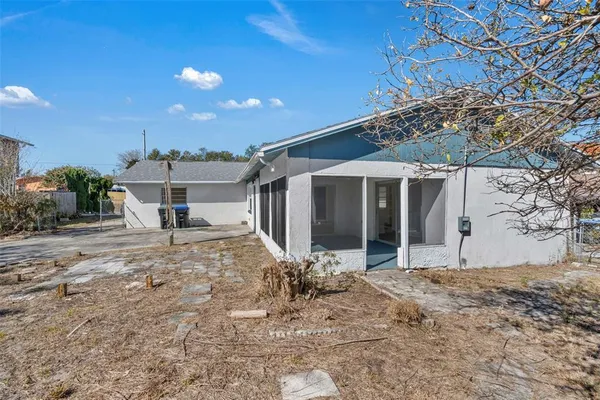 a view of a house with a patio