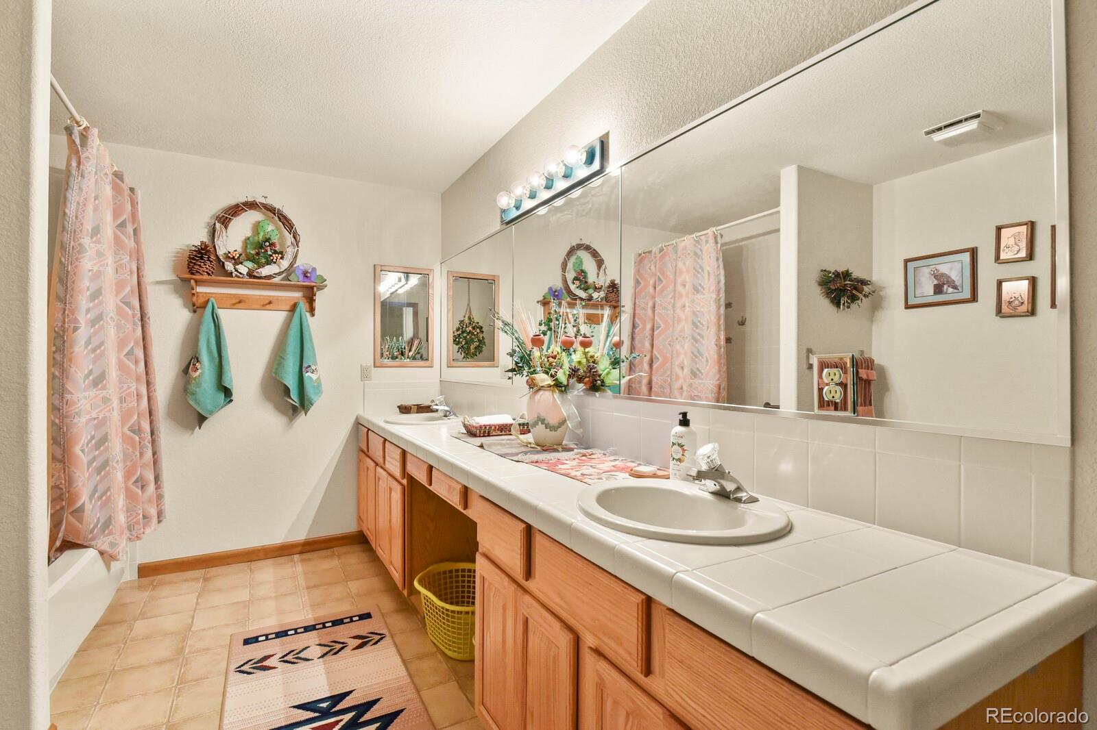 19085 Merry Men Circle Monument, CO 80132 - Photo 33 of 50 a bathroom with a sink a mirror and a shower