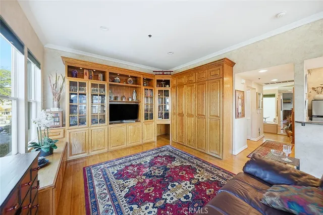 a living room with a couch and a table
