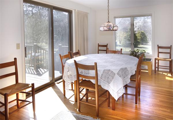 676 Lowell Road Concord, MA 01742 - Photo 8 of 18 a view of a dining room with furniture window and wooden floor