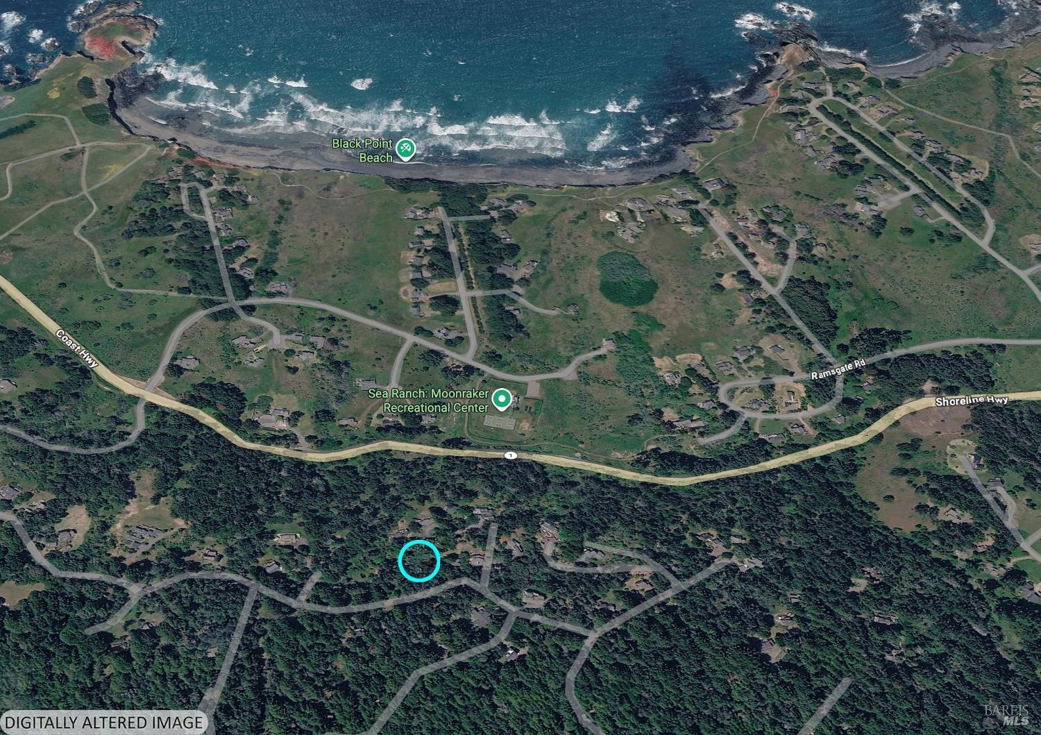76 Compass Close The Sea Ranch, CA 95497 - Photo 27 of 29 Approximate location of the property in reference to Highway 1, the Moonraker Recreation Center, and Black Point Beach.