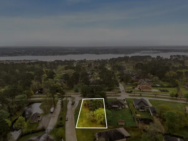 an aerial view of a yard