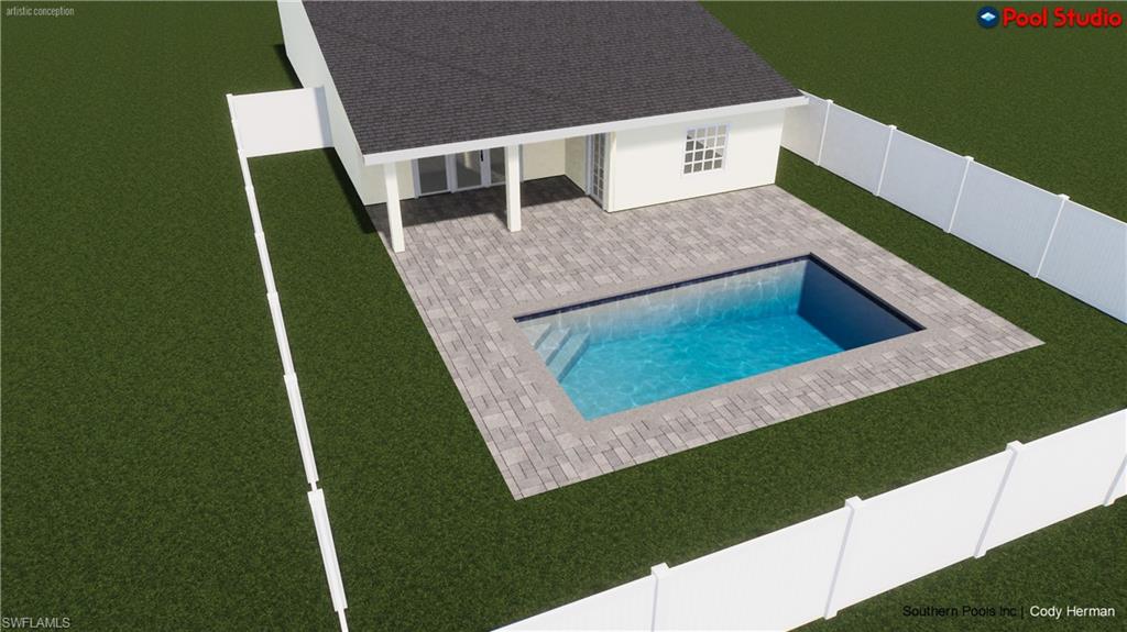 812 102nd Avenue North Naples, FL 34108 - Photo 27 of 44 Rendering of outdoor pool featuring a patio area and a fenced backyard