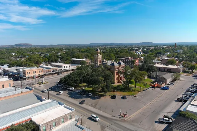 an aerial view of a city