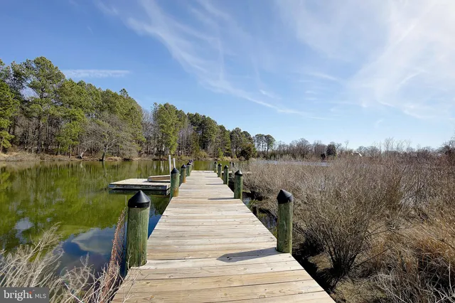 a view of a lake with a yard