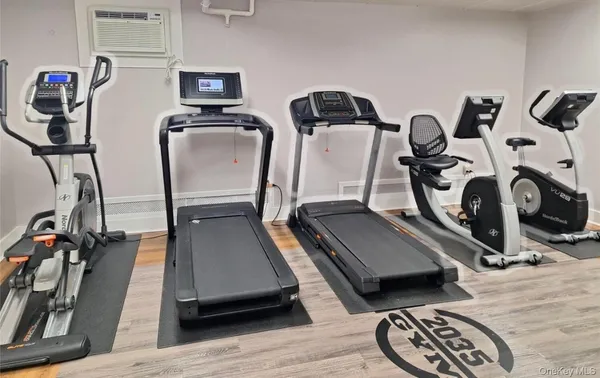 a view of a room with gym equipment
