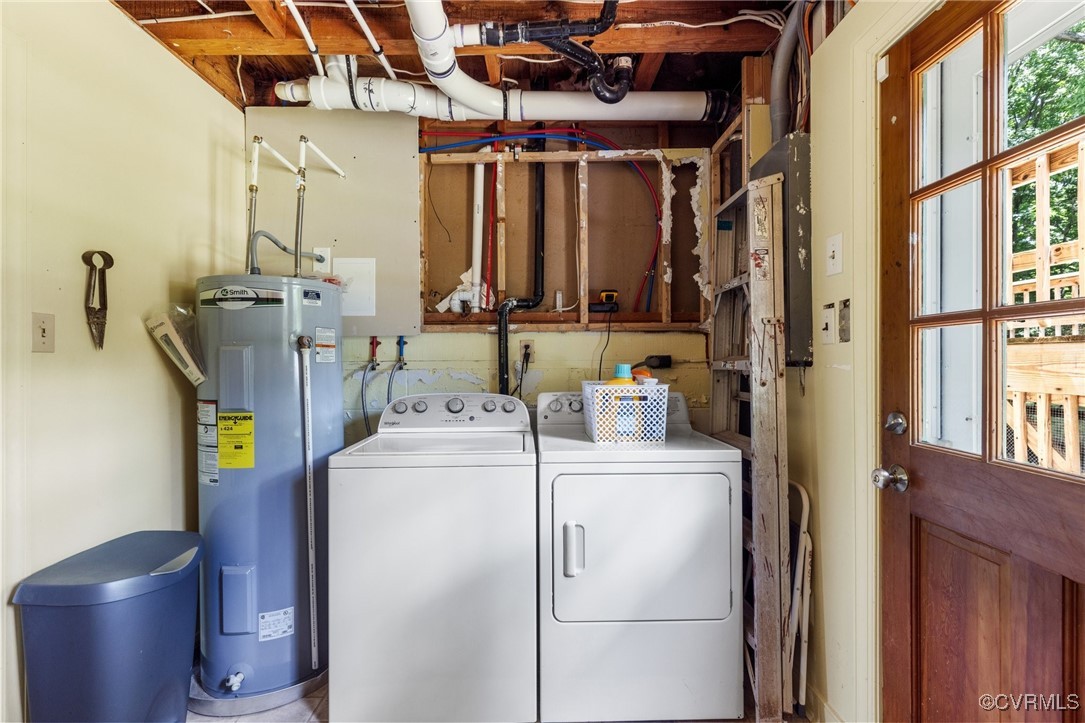 2137 Dogtown Road Goochland, VA 23063 - Photo 23 of 40 Washroom with water heater and washer and clothes