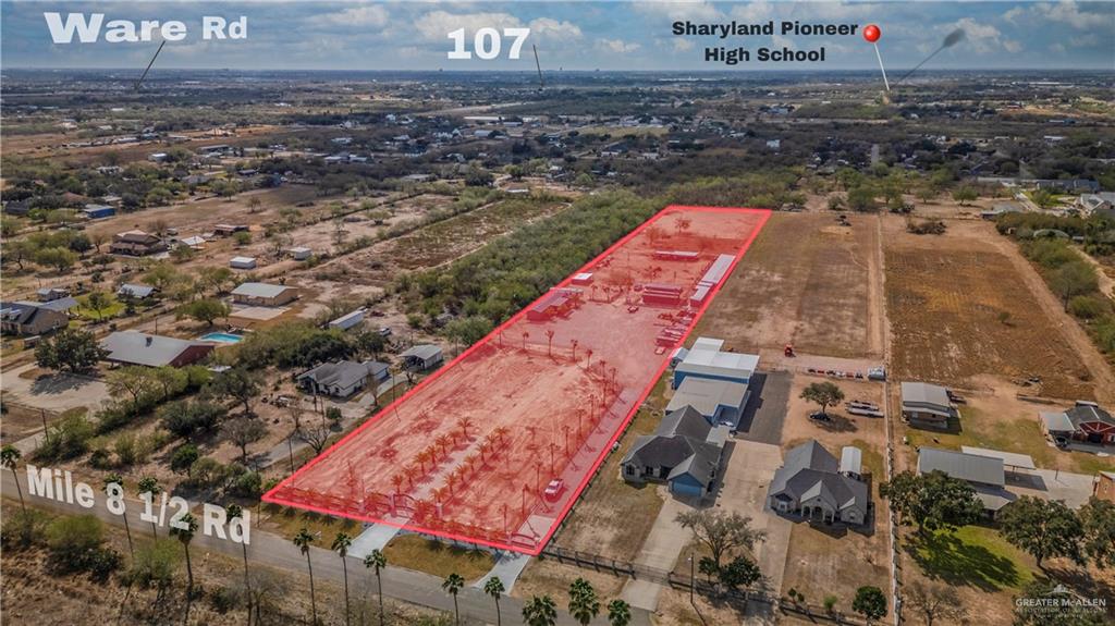 5501 Mile 8 1/2 Road Edinburg, TX 78541 - Photo 17 of 36 Aerial view of sparsely populated area with property boundaries highlighted