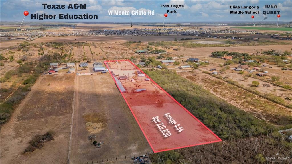 5501 Mile 8 1/2 Road Edinburg, TX 78541 - Photo 23 of 36 View of rural area with property parcel outlined and a desert landscape