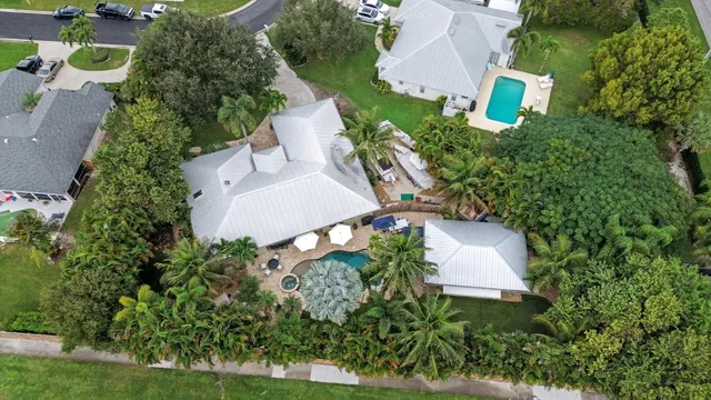 an aerial view of a house