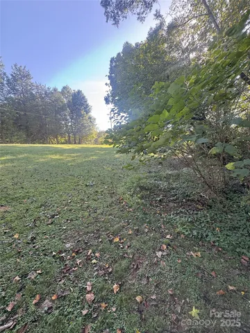 a view of a field with an trees