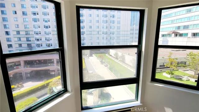 a view of a painting on the window