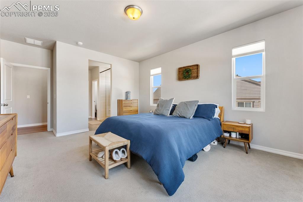10484 Wrangell Circle Colorado Springs, CO 80924 - Photo 20 of 50 a spacious bedroom with a bed and a window