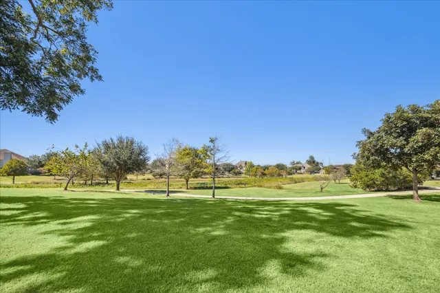 a view of grassy field with trees